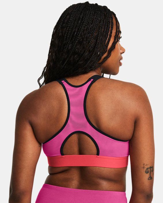 Women's HeatGear® Armour High Sports Bra, Pink, pdpMainDesktop image number 4
